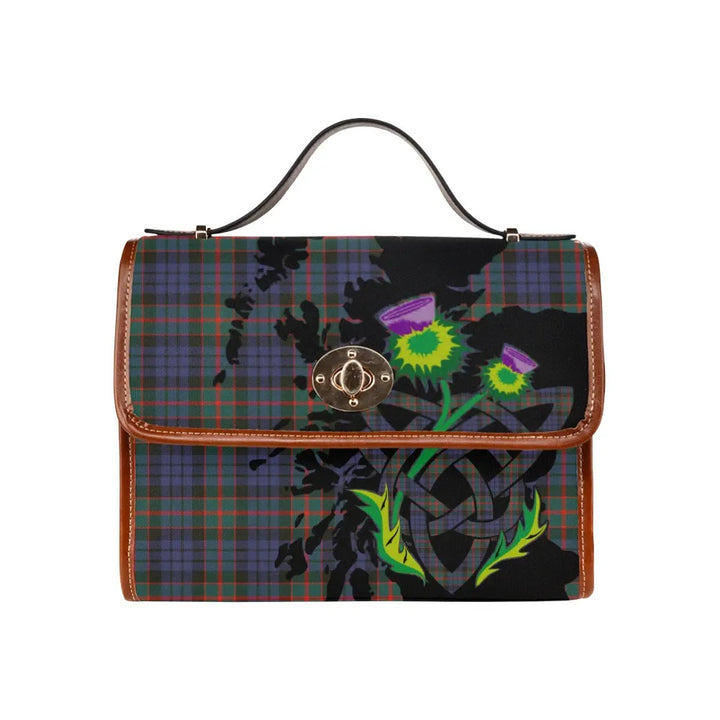 Scottish Fletcher of Dunans Clan Tartan Waterproof Canvas Bag With Thistle Tartan Plaid 1