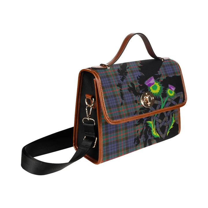 Scottish Fletcher of Dunans Clan Tartan Waterproof Canvas Bag With Thistle Tartan Plaid 3