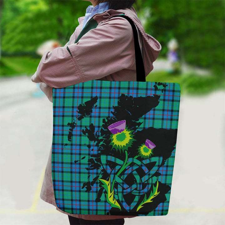 Scottish Flower of Scotland Clan Tartan Canvas Bag With Shoulder Strap With Thistle Tartan Plaid 2