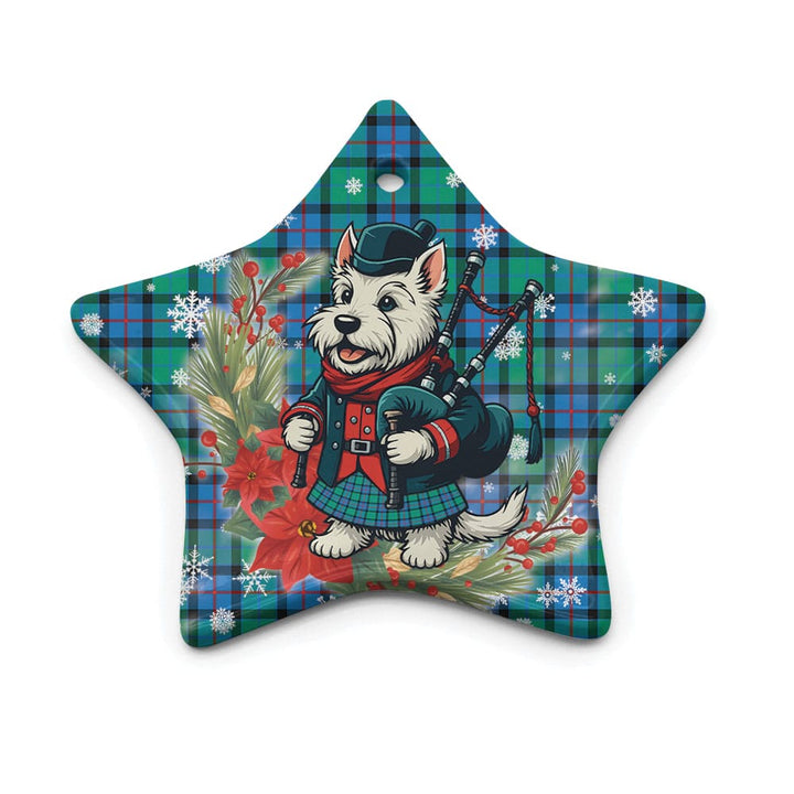 Scottish Flower of Scotland Clan Tartan Ceramic Ornament Cute Scottish Terrier Dog Star Style Tartan Plaid