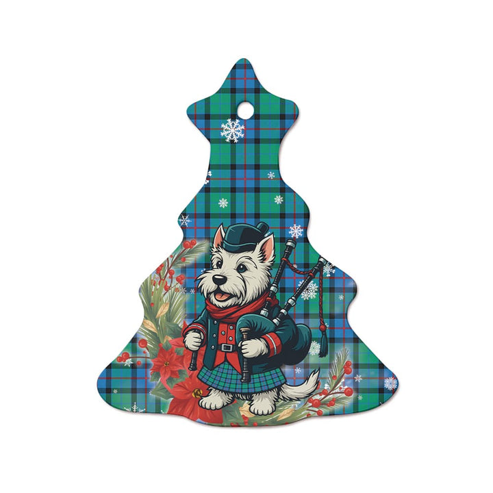 Scottish Flower of Scotland Clan Tartan Ceramic Ornament Cute Scottish Terrier Dog Tree Style Tartan Plaid