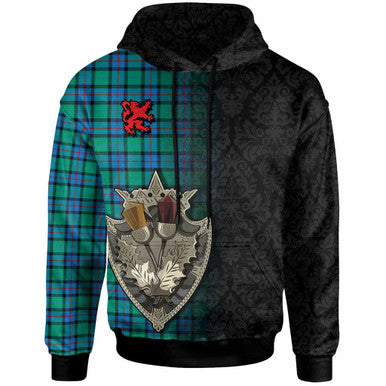 Scottish Flower of Scotland Clan Tartan Hoodie - Half Thistle Flowers Celtic Design Front Side Tartan Plaid