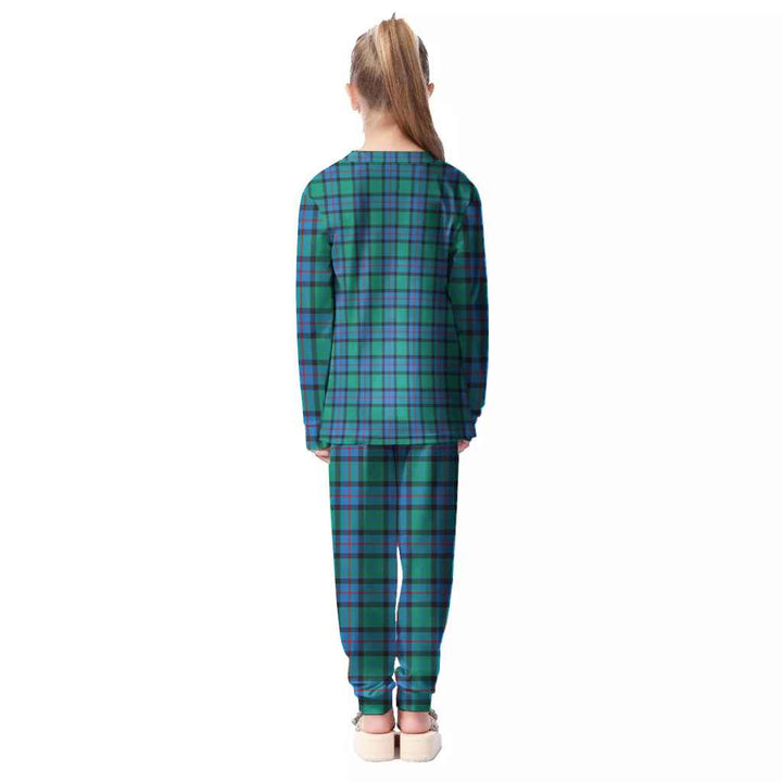Scottish Flower of Scotland Clan Tartan Pajama Set Kid Back Side Tartan Plaid