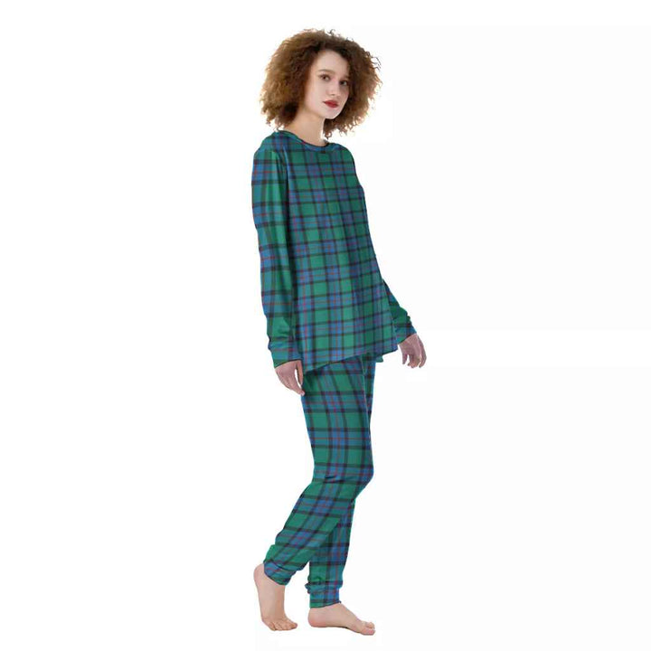 Scottish Flower of Scotland Clan Tartan Pajama Set Women Front Side Tartan Plaid