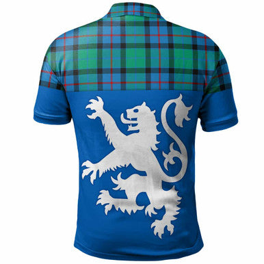 Scottish Flower of Scotland Clan Tartan Polo Shirt - Lion Rampant of Scotland With Flag Back Side Tartan Plaid