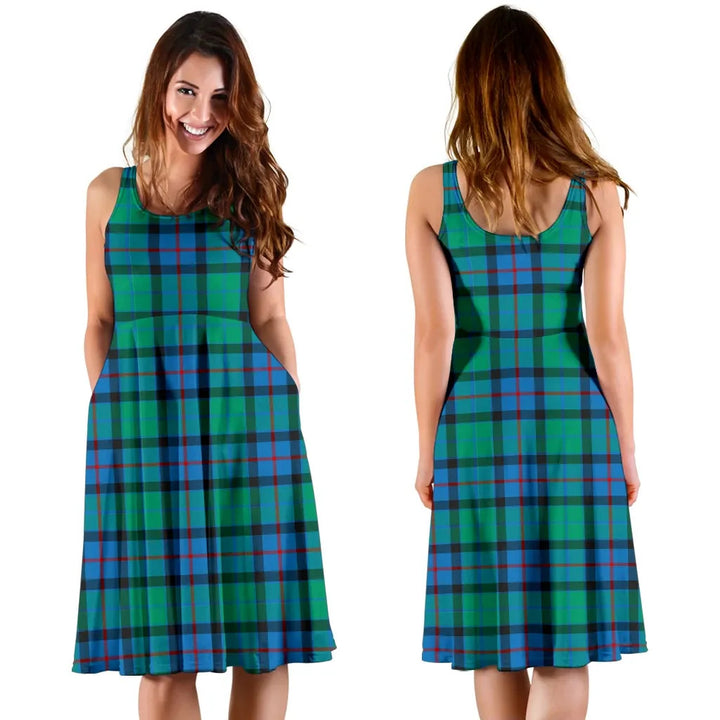 Scottish Flower of Scotland Clan Tartan Women Midi Dress