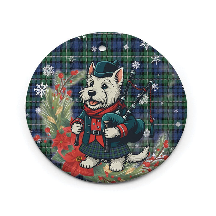 Scottish Forbes Ancient Clan Tartan Ceramic Ornament Cute Scottish Terrier Dog Circle Style Tartan Plaid
