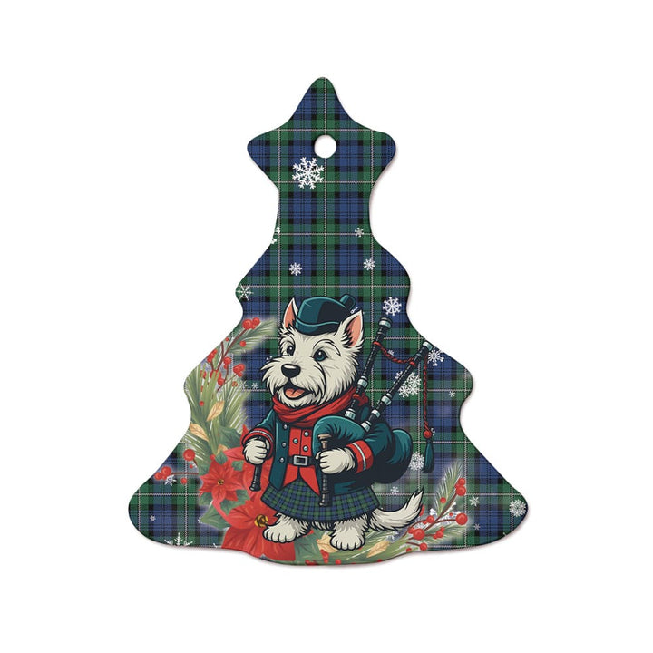 Scottish Forbes Ancient Clan Tartan Ceramic Ornament Cute Scottish Terrier Dog Tree Style Tartan Plaid