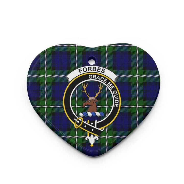Scottish Forbes Clan Crest Tartan Ceramic Ornament Heart Shape Tartan Plaid