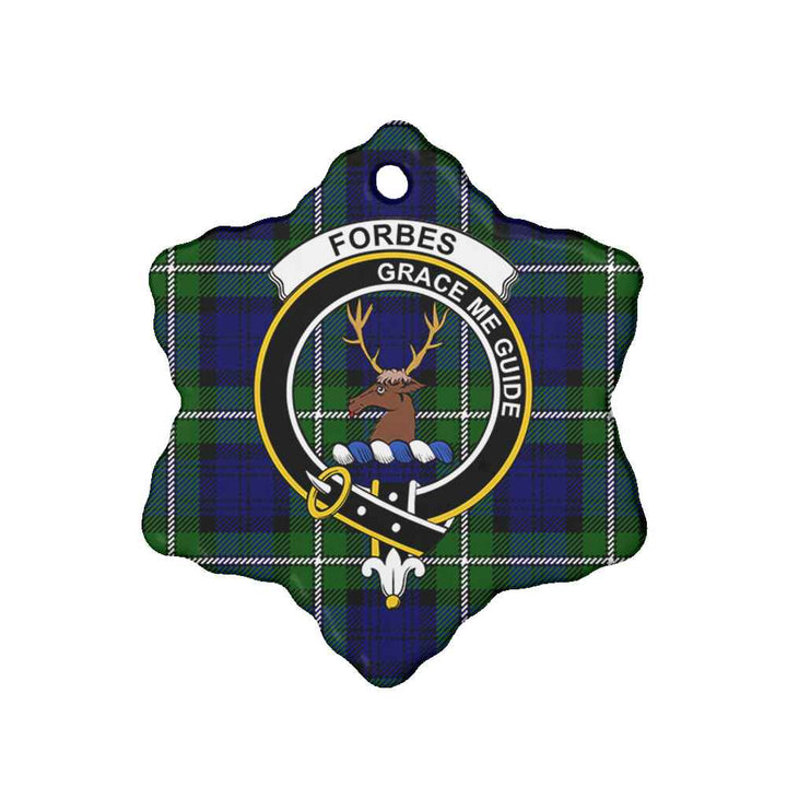 Scottish Forbes Clan Crest Tartan Ceramic Ornament Snow Flake Shape Tartan Plaid