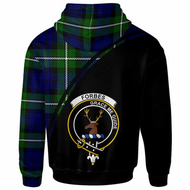 Scottish Forbes Clan Crest Tartan Curve Hoodie Back Side Tartan Plaid