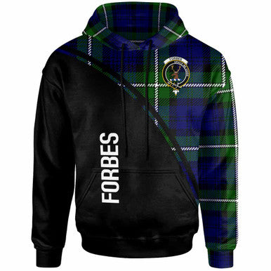 Scottish Forbes Clan Crest Tartan Curve Hoodie Front Side Tartan Plaid