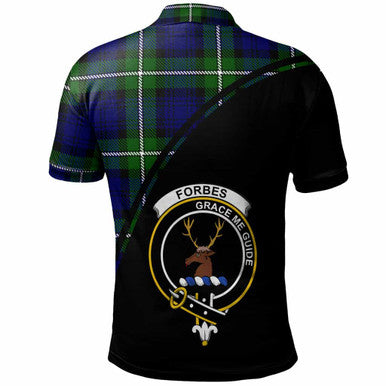 Scottish Forbes Clan Crest Tartan Curve Polo Shirt Back Side Tartan Plaid