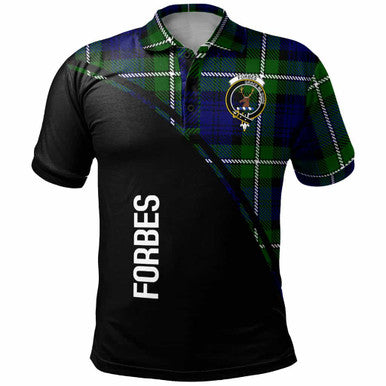 Scottish Forbes Clan Crest Tartan Curve Polo Shirt Front Side Tartan Plaid