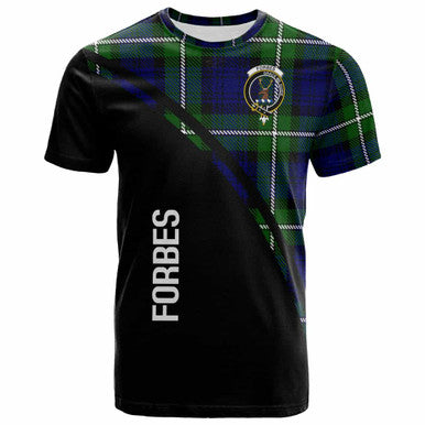 Scottish Forbes Clan Crest Tartan Curve T-Shirt Front Side Tartan Plaid