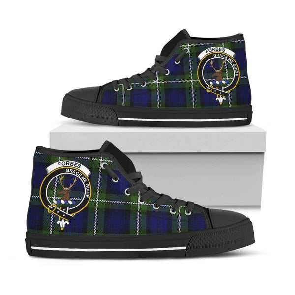 Scottish Forbes Clan Crest Tartan High Top Shoes Black Sole Tartan Plaid