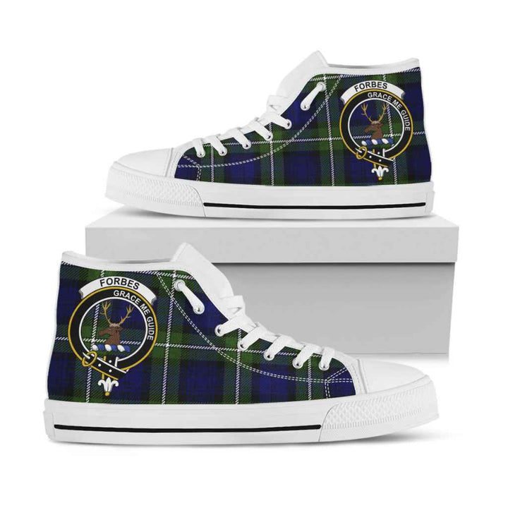 Scottish Forbes Clan Crest Tartan High Top Shoes White Sole Tartan Plaid