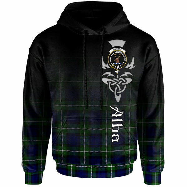 Scottish Forbes Clan Crest Tartan Hoodie - Alba Gu Brath Family Crest Celtic Inspired Front Side Tartan Plaid