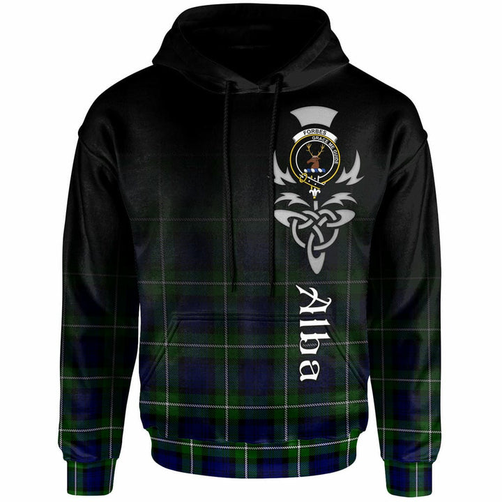 Scottish Forbes Clan Crest Tartan Hoodie - Alba Gu Brath Family Crest Celtic Inspired Front Side Tartan Plaid