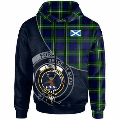 Scottish Forbes Clan Crest Tartan Hoodie - Bend Style Front Side Tartan Plaid