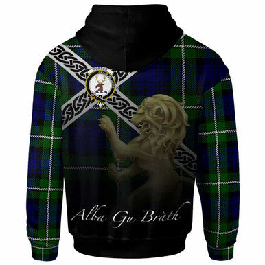 Scottish Forbes Clan Crest Tartan Hoodie - Scotland Lion Back Side Tartan Plaid