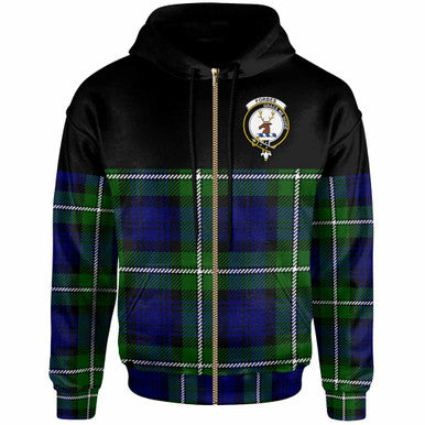 Scottish Forbes Clan Crest Tartan Hoodie - Horizontal Style Zip-up Tartan Plaid