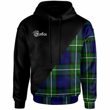 Scottish Forbes Clan Crest Tartan Hoodie - Military Logo Front Side Tartan Plaid