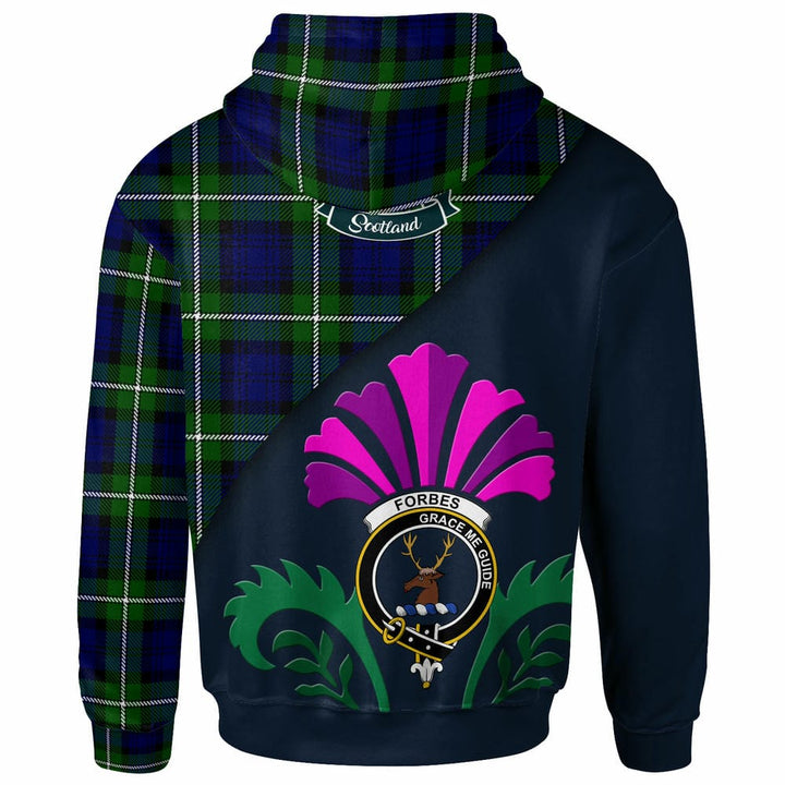 Scottish Forbes Clan Crest Tartan Hoodie - Scotland Thistle Style Back Side Tartan Plaid