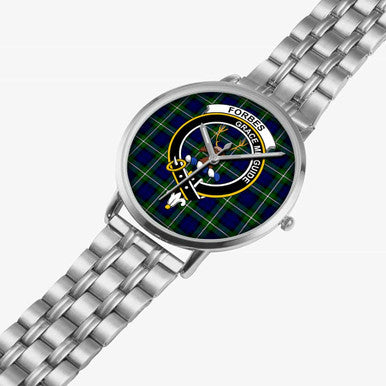 Scottish Forbes Clan Crest Tartan Instafamous Steel Quartz Watches Tartan Plaid Silver 2