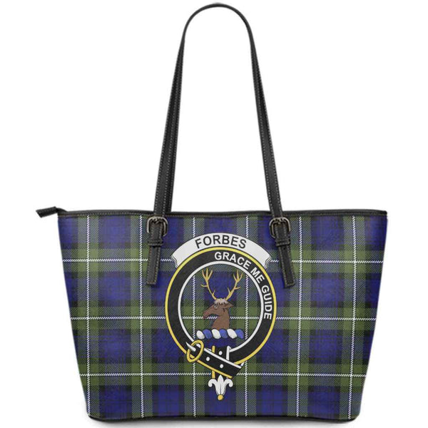 Scottish Forbes Clan Crest Tartan Leather Tote Tartan Plaid