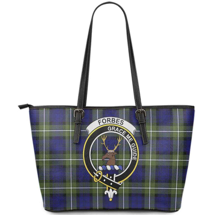 Scottish Forbes Clan Crest Tartan Leather Tote Tartan Plaid