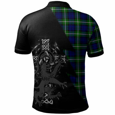 Scottish Forbes Clan Crest Tartan Polo Shirt - Lion Rampant Celtic Cross Flash Style Back Side Tartan Plaid