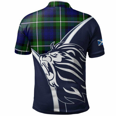 Scottish Forbes Clan Crest Tartan Polo Shirt - Scottish Flag With Lion Back Side Tartan Plaid