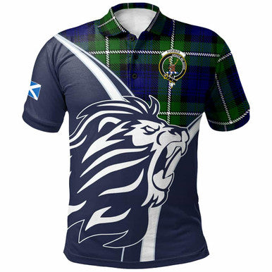 Scottish Forbes Clan Crest Tartan Polo Shirt - Scottish Flag With Lion Front Side Tartan Plaid