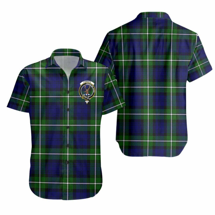 Scottish Forbes Clan Crest Tartan Short Sleeve Shirt Tartan Plaid