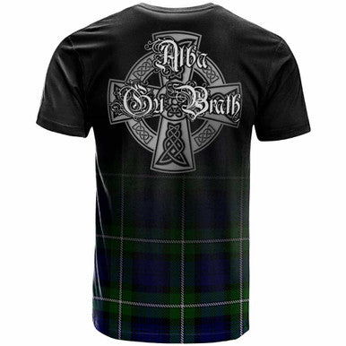 Scottish Forbes Clan Crest Tartan T-Shirt - Alba Gu Brath Family Crest Celtic Inspired Back Side Tartan Plaid