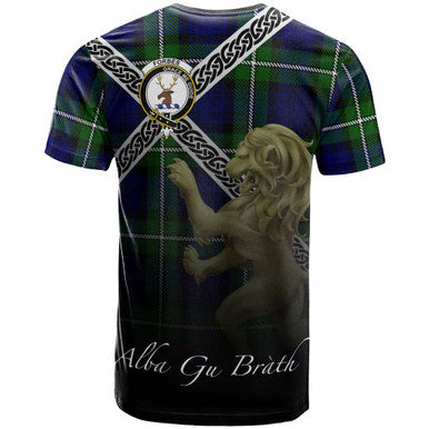Scottish Forbes Clan Crest Tartan T-Shirt - Celtic With Scotland Lion Back Side Tartan Plaid