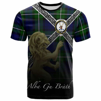 Scottish Forbes Clan Crest Tartan T-Shirt - Celtic With Scotland Lion Front Side Tartan Plaid