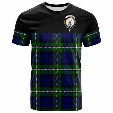 Scottish Forbes Clan Crest Tartan T-Shirt - Horizontal Style Front Side Tartan Plaid