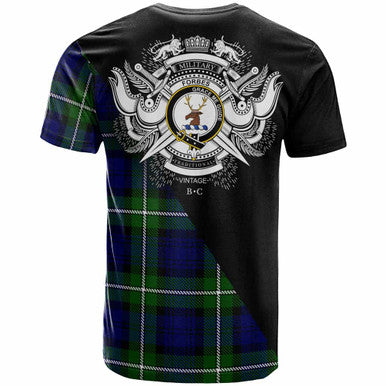 Scottish Forbes Clan Crest Tartan T-Shirt - Military Logo Back Side Tartan Plaid