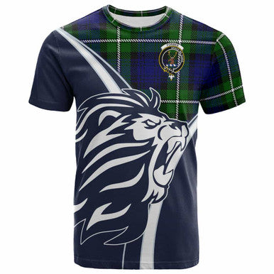 Scottish Forbes Clan Crest Tartan T-Shirt - Scottish Flag With Lion Front Side Tartan Plaid
