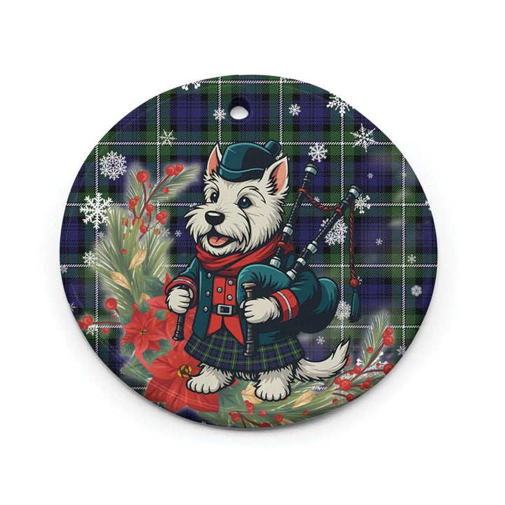 Scottish Forbes Modern Clan Tartan Ceramic Ornament Cute Scottish Terrier Dog Circle Style Tartan Plaid