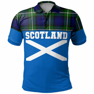 Scottish Forbes Modern Clan Tartan Polo Shirt - Lion Rampant of Scotland With Flag Front Side Tartan Plaid