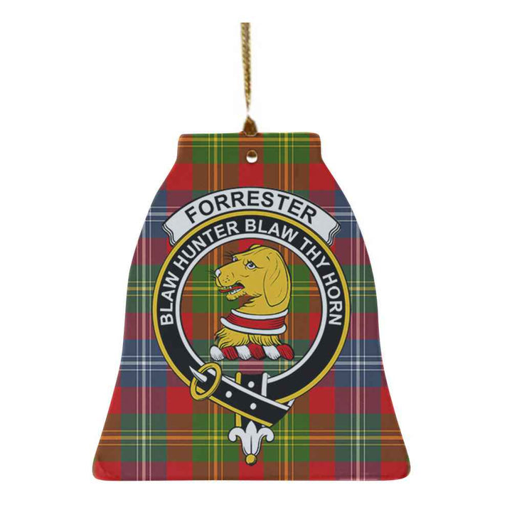 Scottish Forrester Clan Crest Tartan Ceramic Ornament Bell Shape Tartan Plaid
