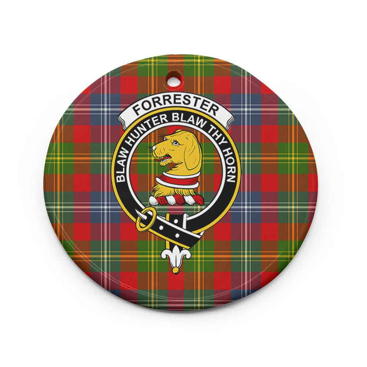 Scottish Forrester Clan Crest Tartan Ceramic Ornament Circle Shape Tartan Plaid