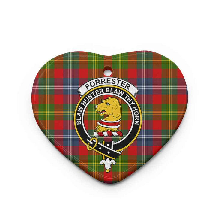 Scottish Forrester Clan Crest Tartan Ceramic Ornament Heart Shape Tartan Plaid