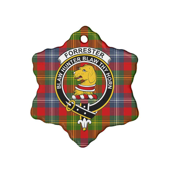 Scottish Forrester Clan Crest Tartan Ceramic Ornament Snow Flake Shape Tartan Plaid