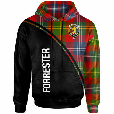 Scottish Forrester Clan Crest Tartan Curve Hoodie Front Side Tartan Plaid