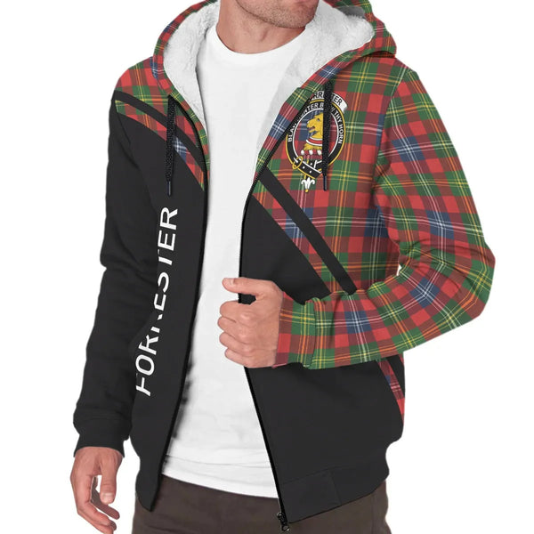 Scottish Forrester Clan Crest Tartan Curve Sherpa Hoodie