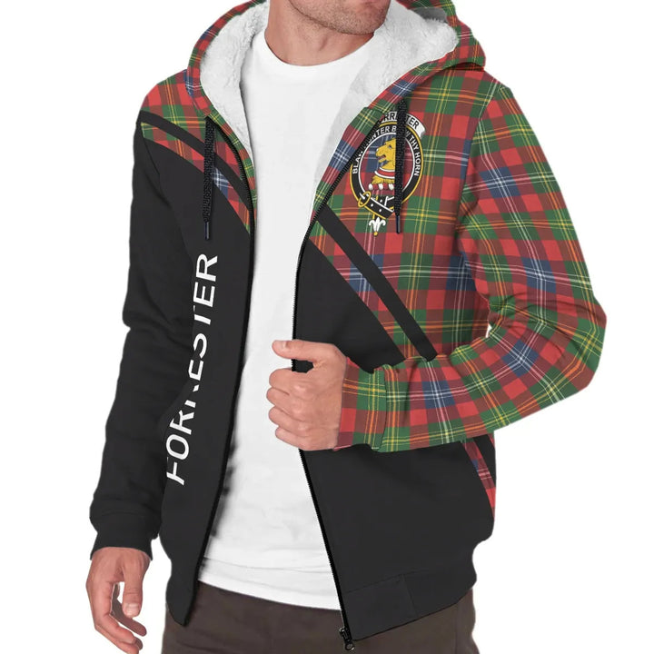 Scottish Forrester Clan Crest Tartan Curve Sherpa Hoodie